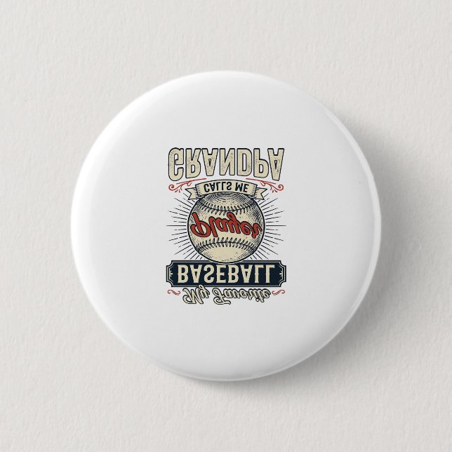 Baseboll Farfar Vintage Gravyr Tröja Design_1 Knapp (Framsida)