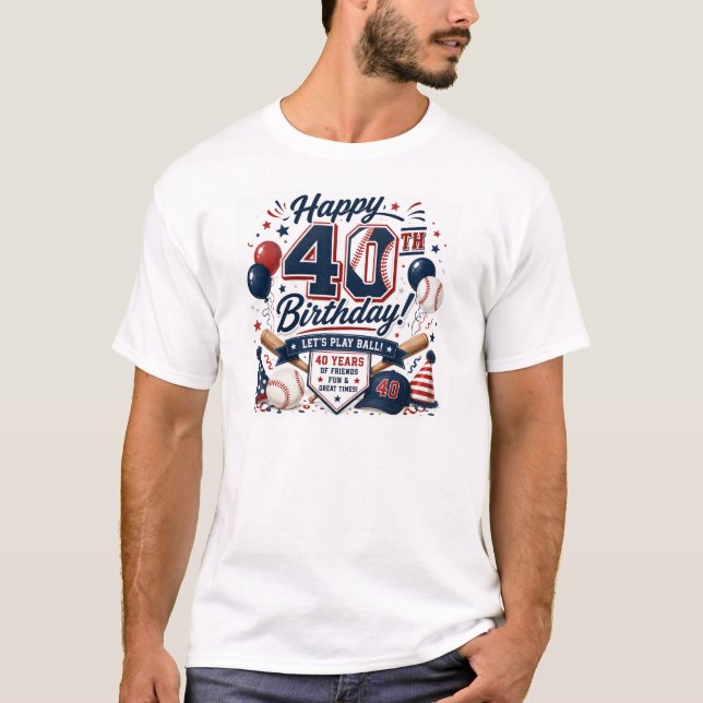 Baseboll Födelsedags T-Shirt 40 år  (Framsida)