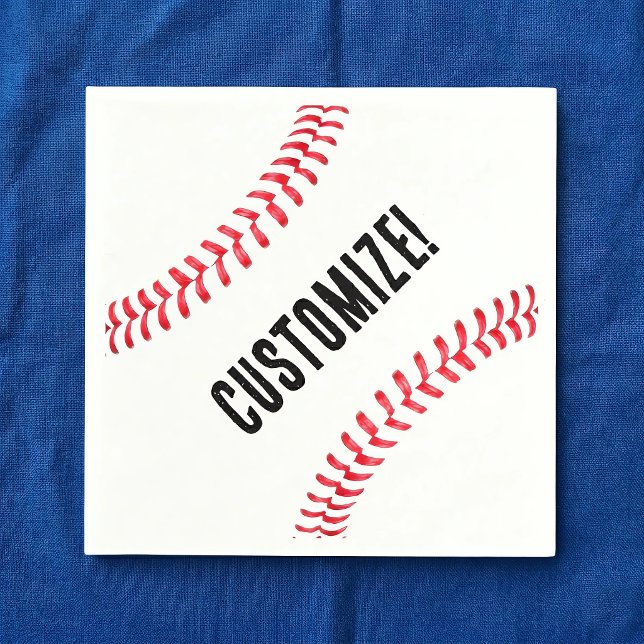 Baseboll Födelsedagsfest Anpassat Namn eller Text Pappersservett (Customizable baseball napkins for baseball birthday parties and events.)