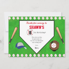 Baseboll Födelsedagsfest Hemmaplan Tackkort Tack Kort