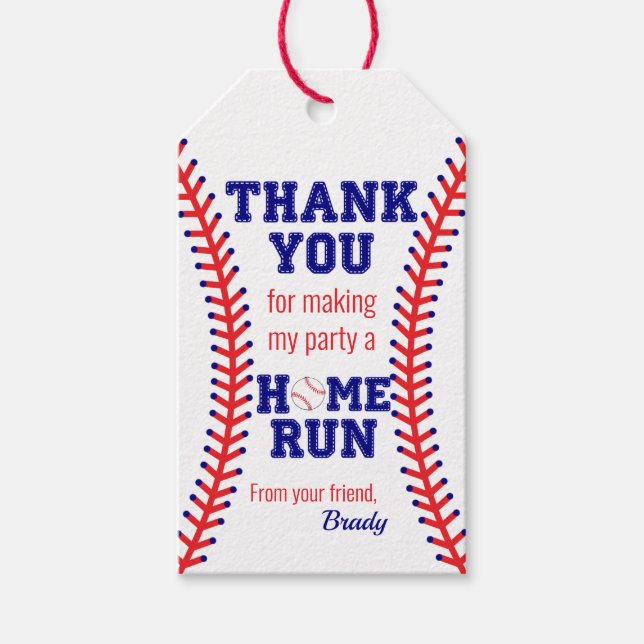 Baseboll Födelsedagsfest Sport Klassiker Tack Presentetikett (Framsidan)