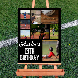 Baseboll Födelsedagsfest Välkomstaffisch | Rediger Poster