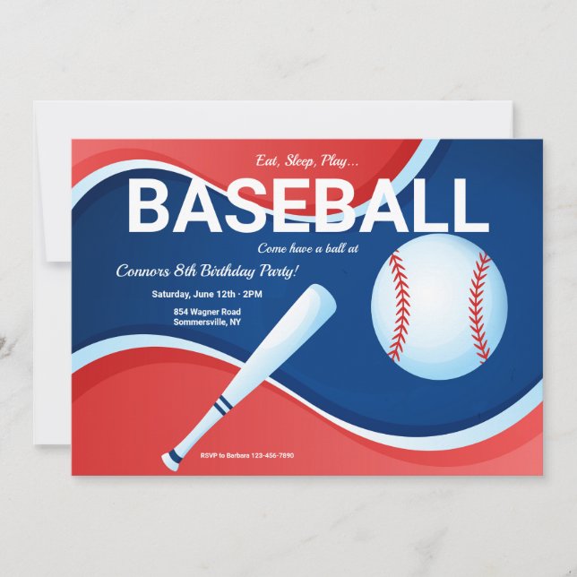 Baseboll Födelsedagsinbjudan Inbjudningar (Framsida)