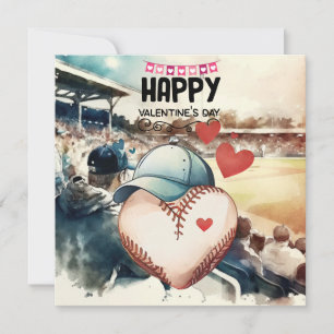 Baseboll för Alla hjärtans dag med hjärtan Julkort