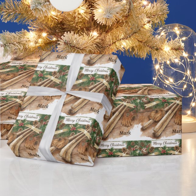 Baseboll för jul med namn för barn presentpapper (Helgdagar)