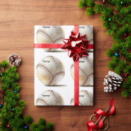 Baseboll för jul med namn för barn presentpapper