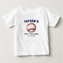 Baseboll Första Året Ner 1:a Födelsedag T Shirt