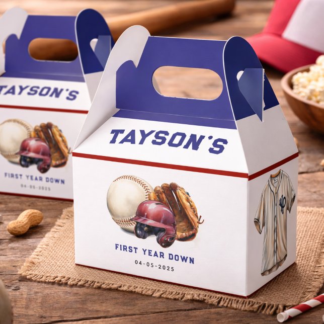 Baseboll Första Året Ner 1:a Födelsedagen Presentaskar (Baseball First Year Down 1st Birthday Favor Boxes
)