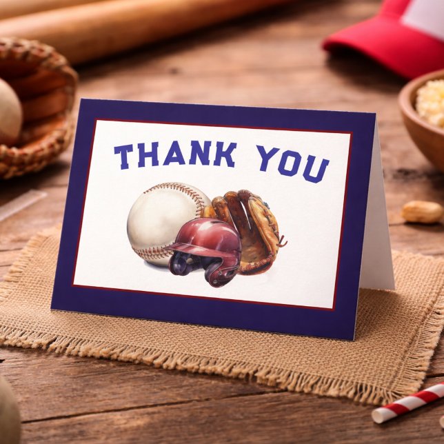 Baseboll Första Året Ner 1:a Födelsedagen Tack Kort (American Football First Year Down 1st Birthday thank you card)