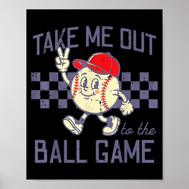 Baseboll Fred Ta Med Ut Till Bollspel Retro Män Poster (Framsidan)
