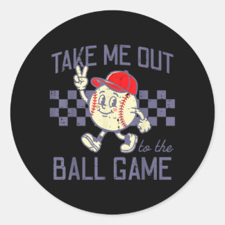 Baseboll Fred Ta Med Ut Till Bollspel Retro Män Runt Klistermärke