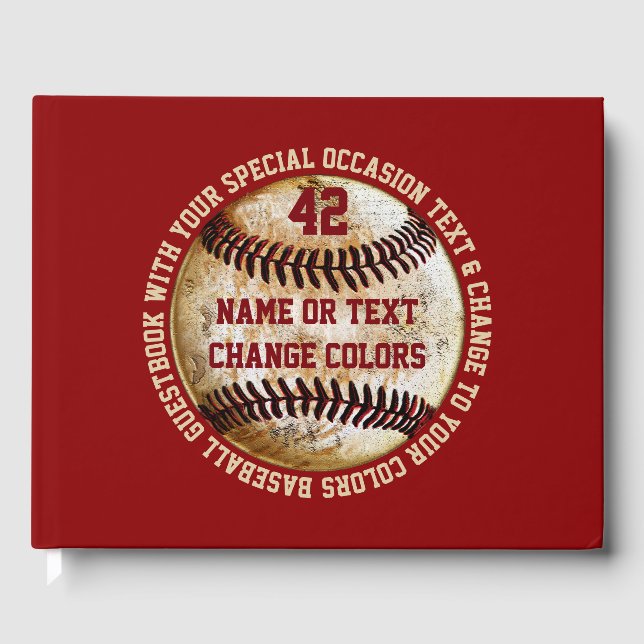 Baseboll Gästbok med din text och färger (Framsida)