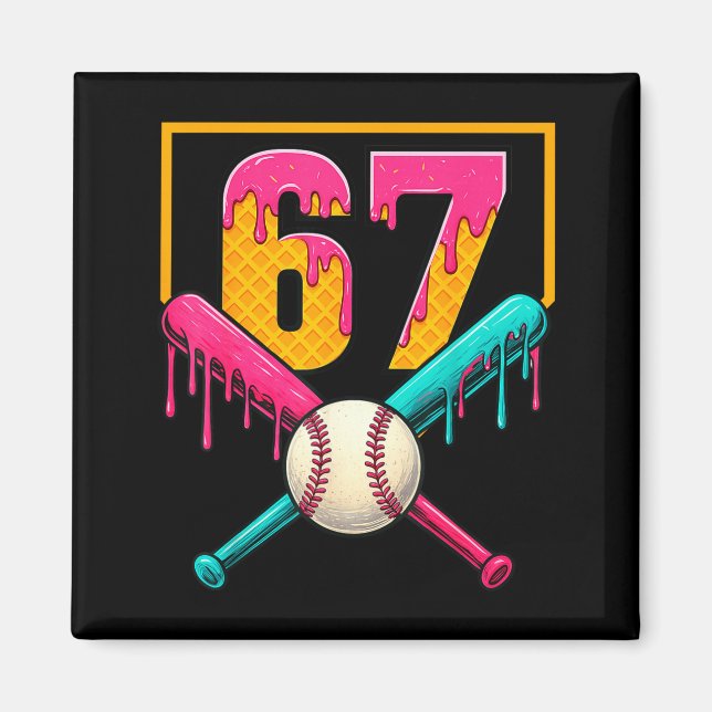 Baseboll Glass Is Dopp Nummer 67 Spelare 67-årsdag Magnet (Framsidan)