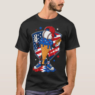 Baseboll Glass Strimlat Pojkar Ungdom Amerikansk F T Shirt