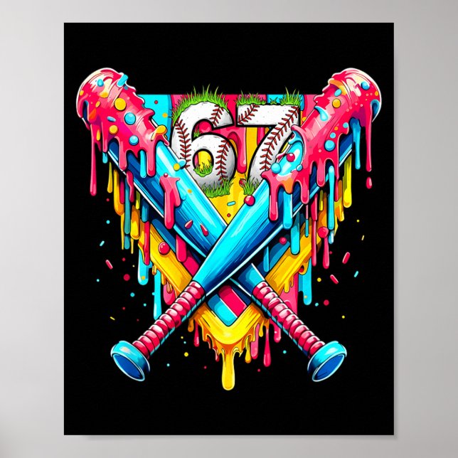 Baseboll Glass Strimma Nummer 67 Spelare 67:e Föde Poster (Framsidan)