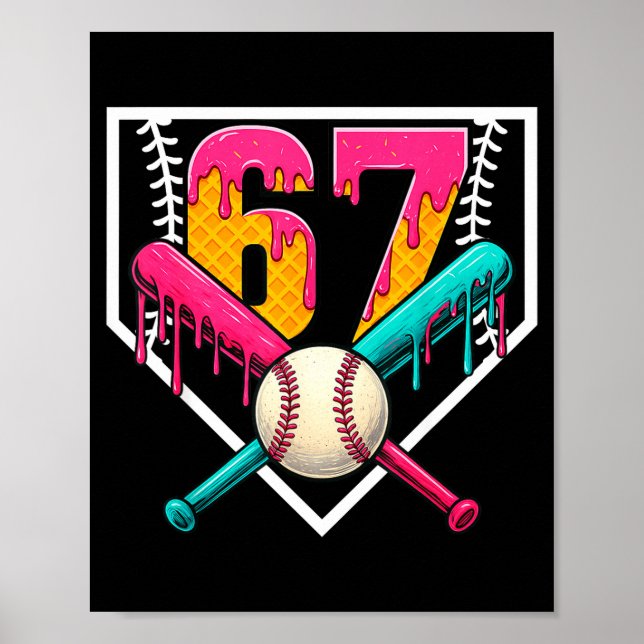 Baseboll Glassglass Dropp Nummer 67 Spelare 67:e F Poster (Framsidan)
