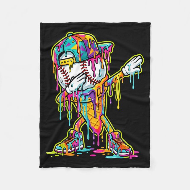 Baseboll Glassis Drippar Dabbar Baseboll Drip  Fleecefilt (Framsidan)