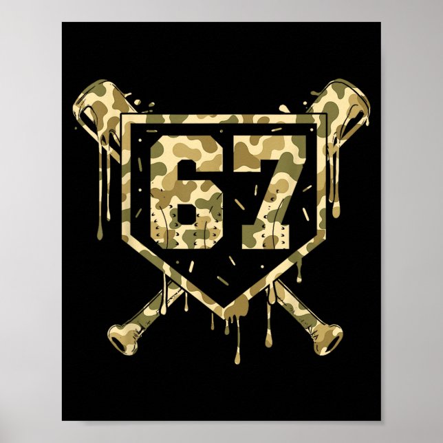 Baseboll Glasskräm Dropp Kamouflage Nummer 67 Spel Poster (Framsidan)