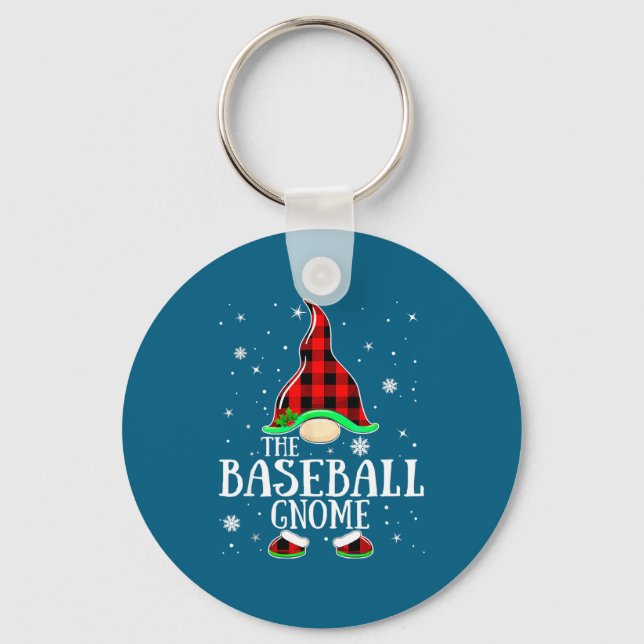 Baseboll Gnome Buffalo-rutig Matchande Konstverk Nyckelring (Framsida)