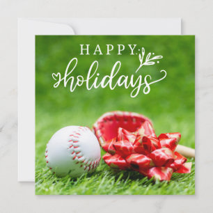 Baseboll God Jul med boll slagträ och handskar C Kort