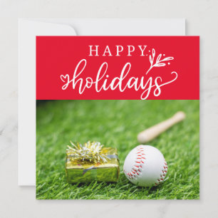 Baseboll God jul med boll slagträ och handskar Kort