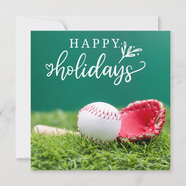 Baseboll God Jul med boll slagträ och handskar Kort (Framsida)