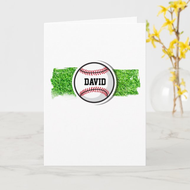 Baseboll GRATTIS PÅ FÖDELSEDAGEN Sport Barn NAMN Kort (Gul blomma)