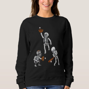 Baseboll Halloween Skelett Slagman Catcher Pojkar  T Shirt