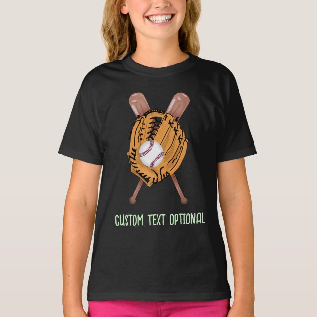 Baseboll, handskar och slagträn t shirt (Framsida)
