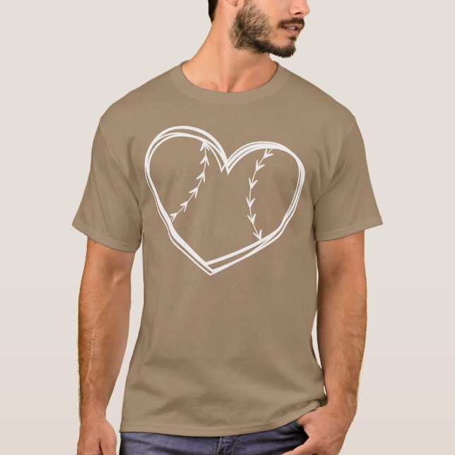 Baseboll Hjärt Sport T Shirt (Framsida)