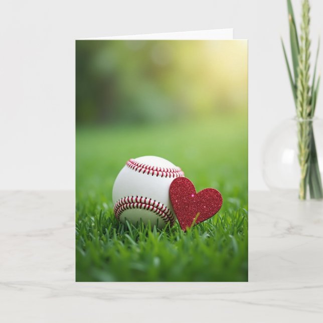 Baseboll hjärta kärlek gratulationskort kort (Framsida)