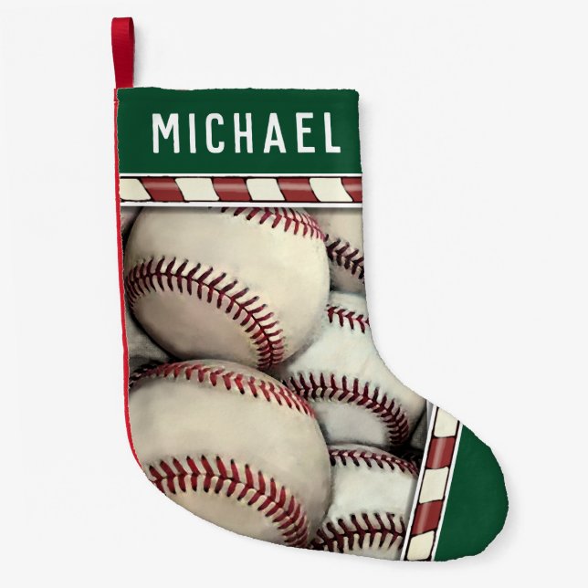 Baseboll Holiday Present Liten Julstrumpa (Framsidan)