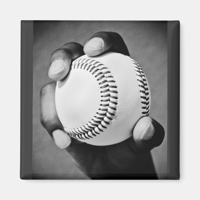 baseboll i handen magnet (Framsidan)