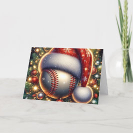 Baseboll i tomteluva jul helgkort