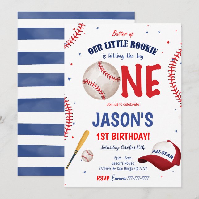 Baseboll inbjudan (Fram/baksida)