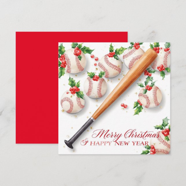 Baseboll jul  julkort (Fram/baksida)