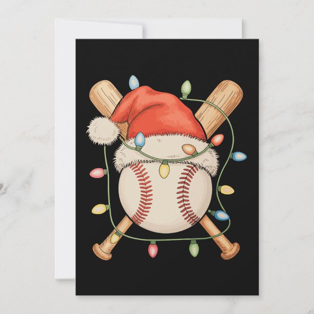 Baseboll jul Santa hatt jul firande säsong Julkort (Framsida)