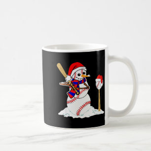 Baseboll Jul Snömannen Spelar Baseboll Kaffemugg