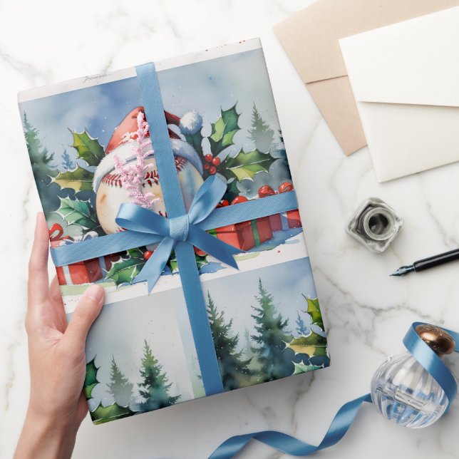 Baseboll jul tema med Santa hatt  Presentpapper (Gifting)
