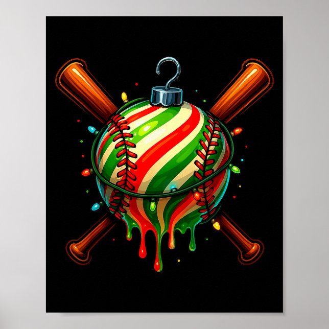 Baseboll julglass dropp Baseboll droppande  Poster (Framsidan)