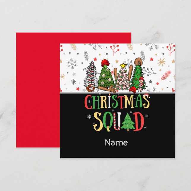 Baseboll Julgran Snöflinga Julkort (Fram/baksida)