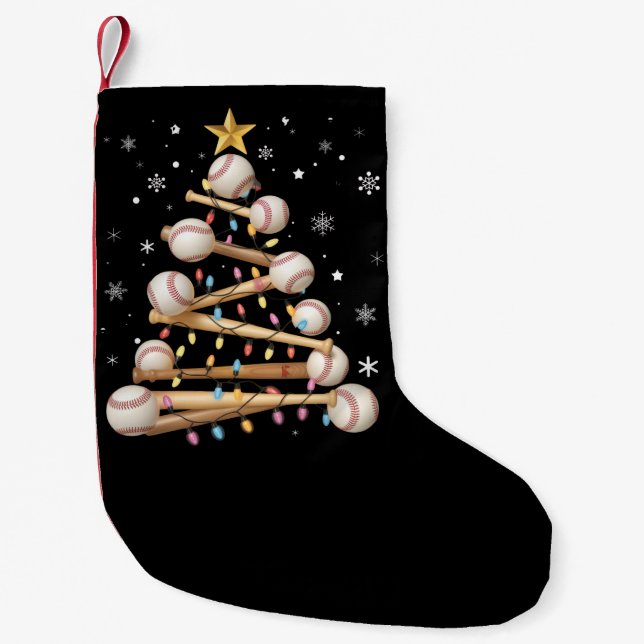 Baseboll julgransbelysning Xmas sportfantast Liten Julstrumpa (Framsidan)