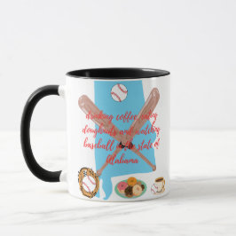 Baseboll, kaffe och munkar i Alabama Mugg