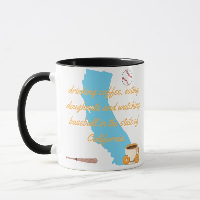 Baseboll, kaffe och munkar i Kalifornien  Mugg (Vänster)