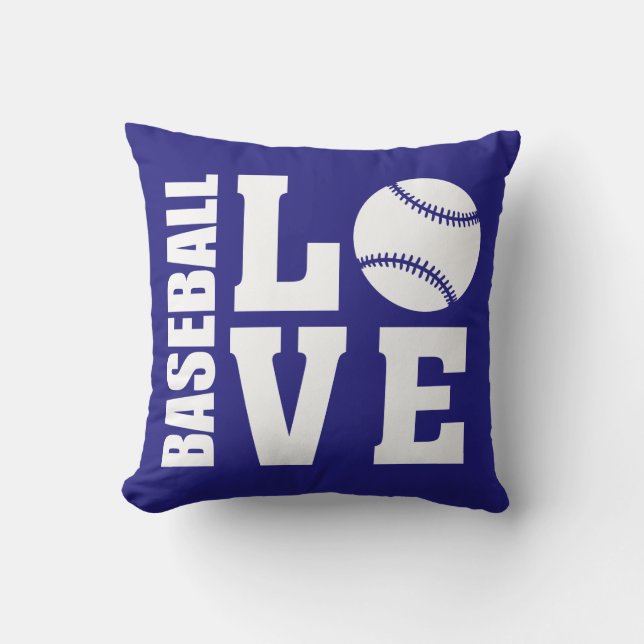 Baseboll Kärlek Blå Kudde (Framsida)