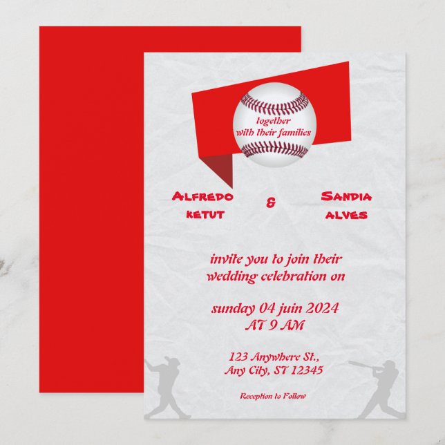 Baseboll kärlek sport Tema Bröllopsinbjudningar Inbjudningar (Fram/baksida)