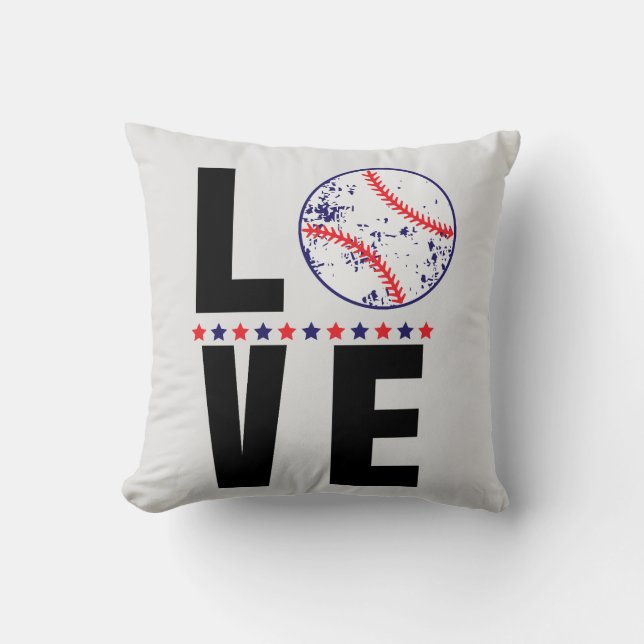 Baseboll Kärlek Typografi Kudde (Framsida)