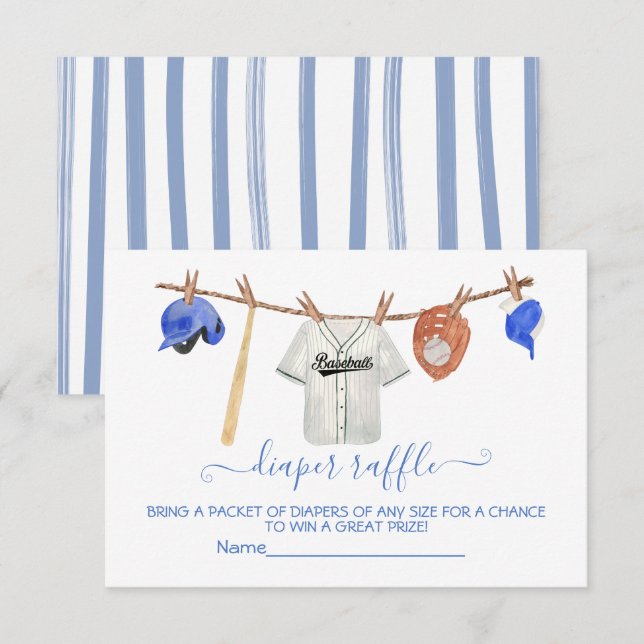 Baseboll Klänning Baby Baby Shower Blöjlotteri kor Inbjudningar (Fram/baksida)
