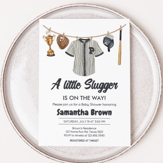 Baseboll Lilla Slugger Baby Shower Inbjudningar (Little Slugger Baseball Baby Shower Invitation)
