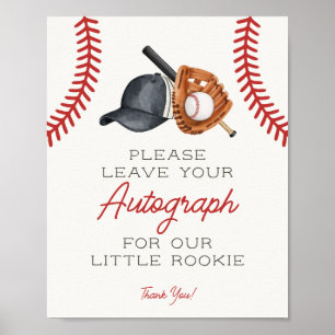 Baseboll Little Rookie Autograf Gästbok Poster